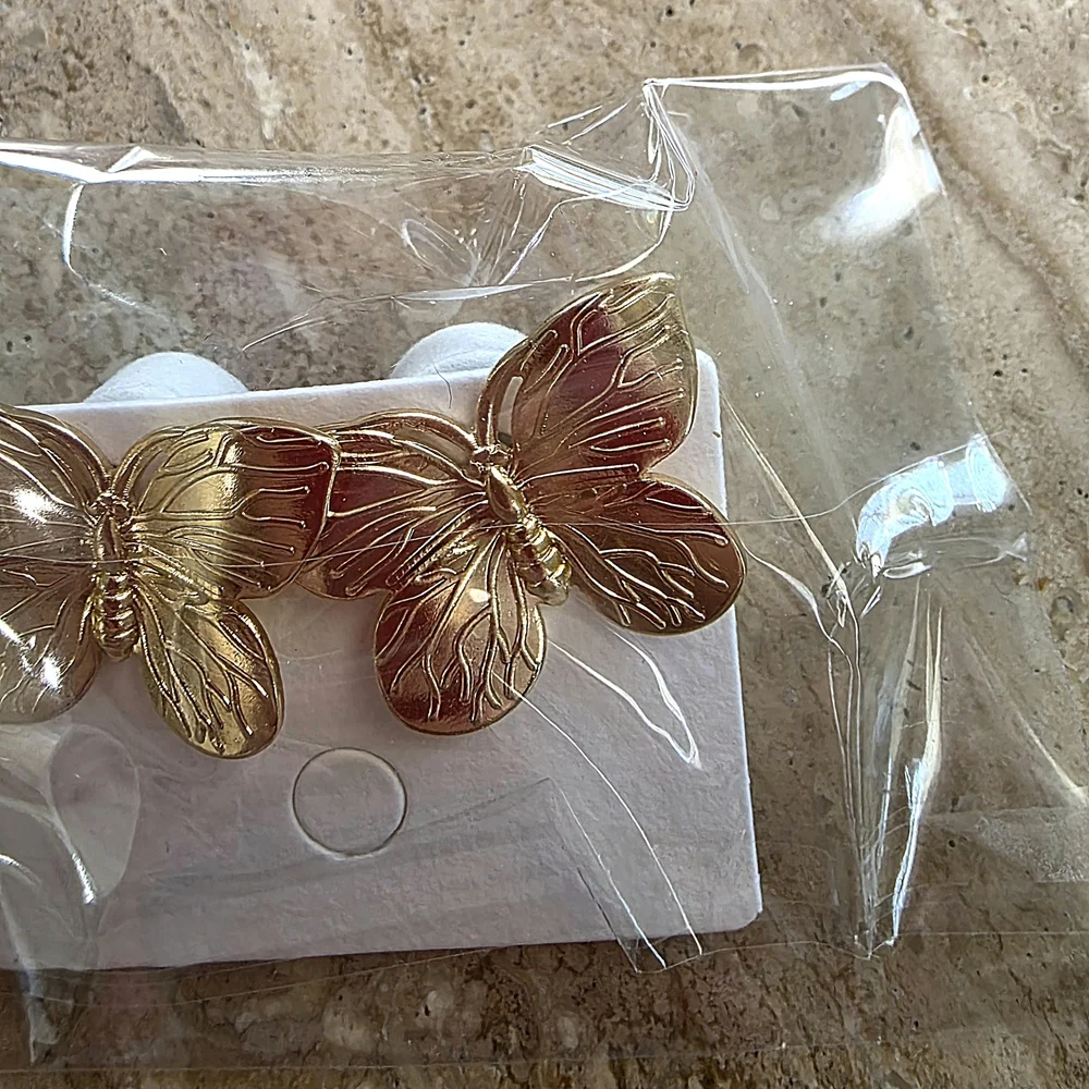 NWOT Elegant Gold Butterfly Earrings